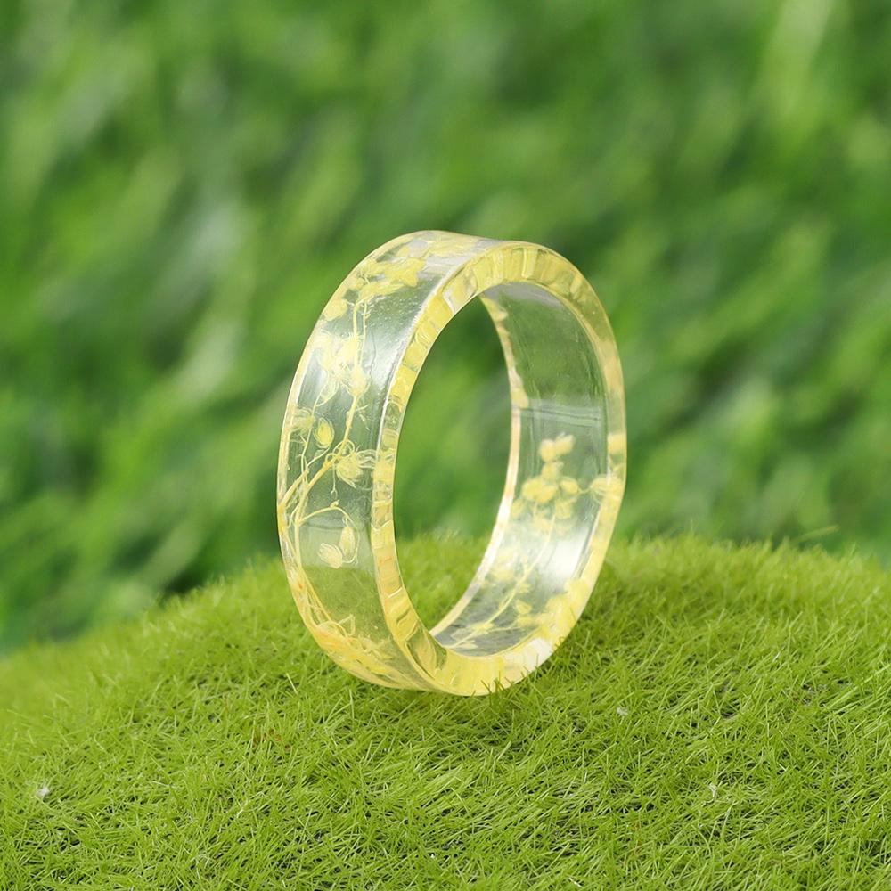 ♪PATH♪ Gift Wood Ring Fashion Flower Grass Jewelry Landscape Magnificent Plants Inside Finger Fantasy Handmade Resin Ring/Multicolor
