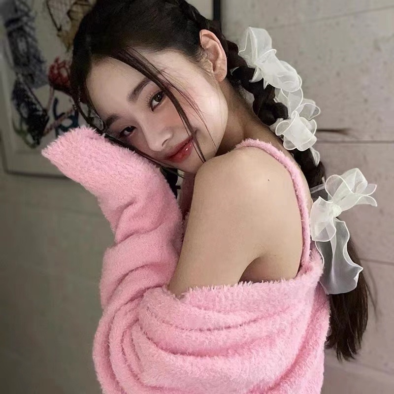 Băng Đô Cài Tóc Đính Nơ Lưới Xinh Xắn Cho Nữ