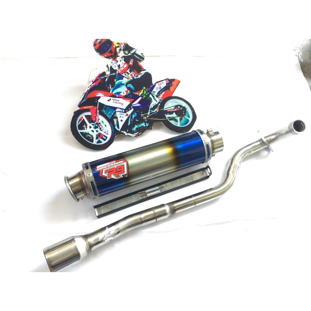 Bộ pô r9 full cổ INOX THẲNG  exciter, winer, sonic, raider, satria, gsx,...