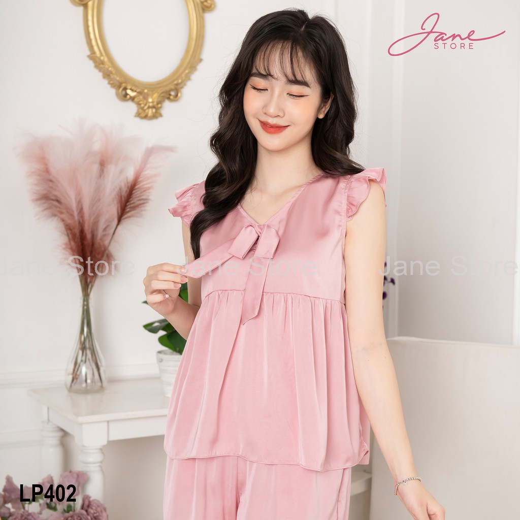 Bộ đồ ngủ lụa Pháp JANE nơ cổ mã LP40 | BigBuy360 - bigbuy360.vn