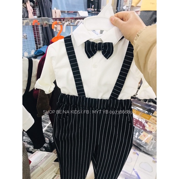 Bộ công tử yếm kèm áo cottong nơ cho. bé 6-15kg