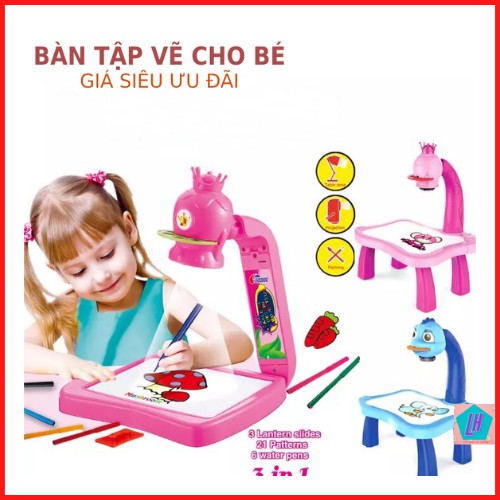 Bàn vẽ có đèn chiếu sángFREESHIP bàn vẽ thông minh có máy chiếu ảnh kèm nhạc cho bé tập tô