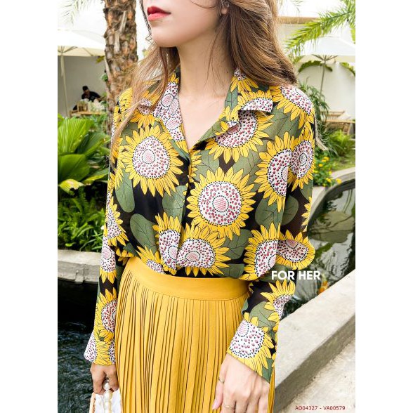Áo sơ mi nữ tay dài hoa AO0432