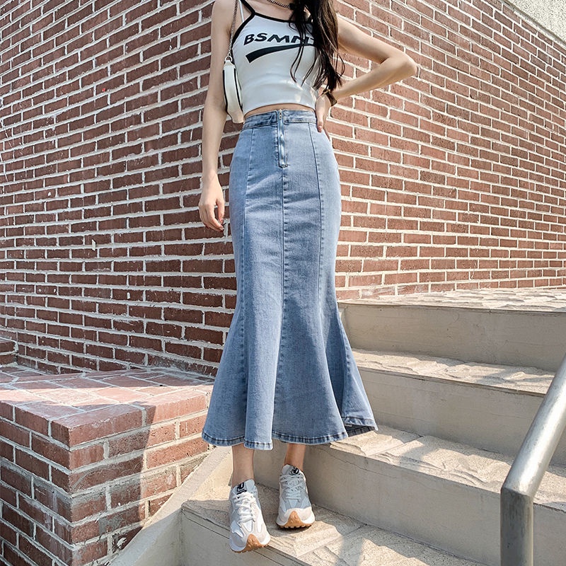[LININ] Chân Váy Denim Đuôi Cá Xẻ Tà Dài Vừa Phong Cách Mới