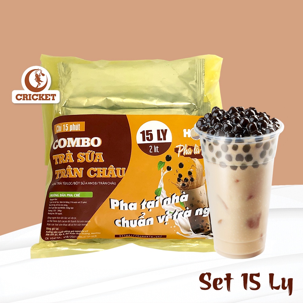 Combo Trà Sữa Trân Châu Home Mix 15 ly Hương vị truyền thống - Set chia sẵn gói nhỏ tiện lợi, ngon như ngoài quán.