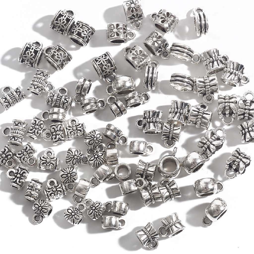 Bộ 20 hạt charm kim loại bạc pandora phong cách cổ điển dùng làm nhẫn vòng tay trang sức thủ công