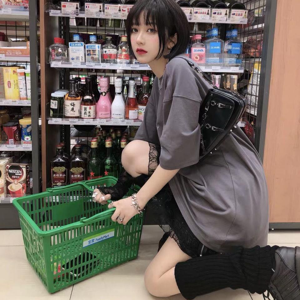Đôi vớ len dài màu đen xám phong cách Harajuku Nhật Bản cho nữ