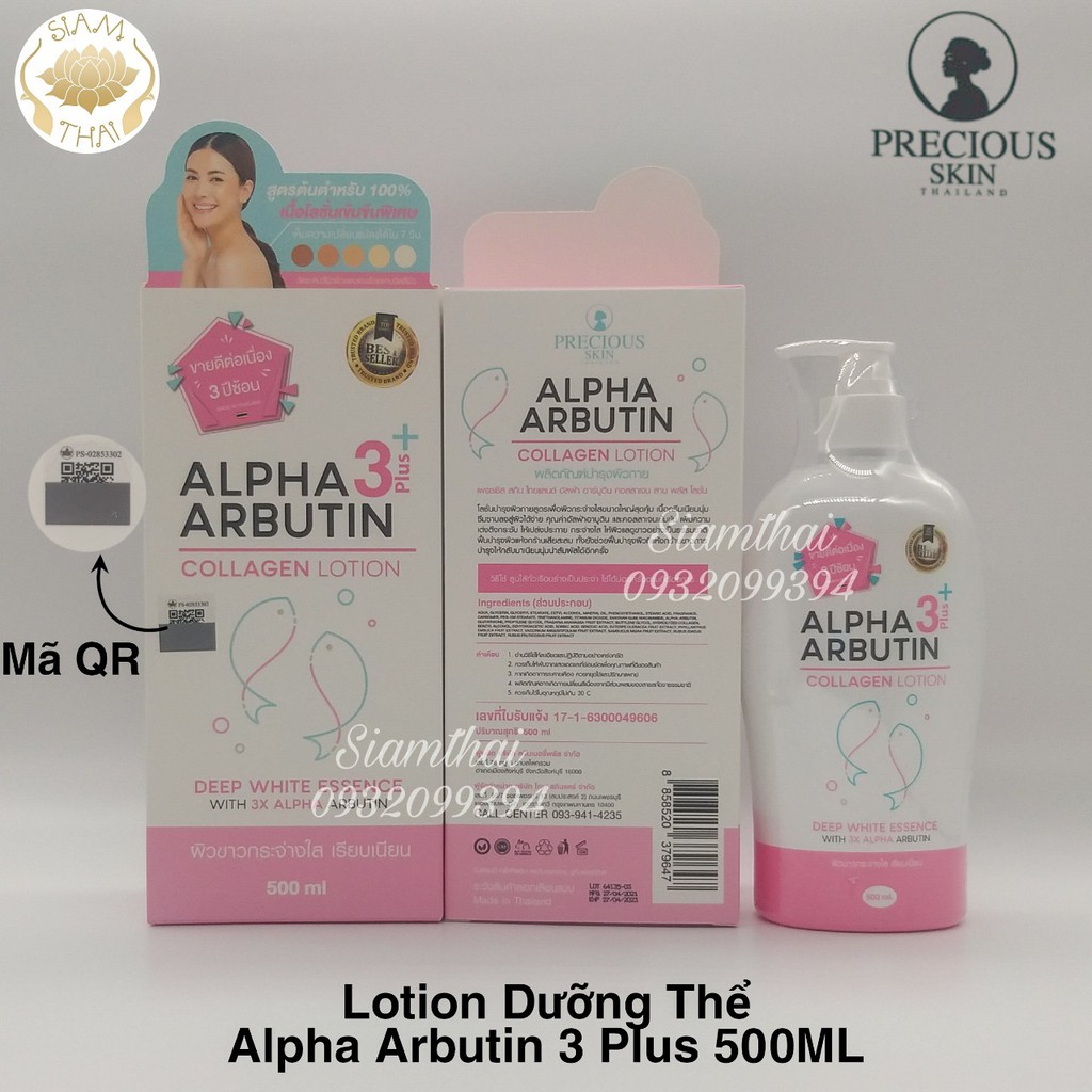 Sữa dưỡng trắng da Alpha Arbutin Collagen Collagen Lotion 3+ Plus 500ml