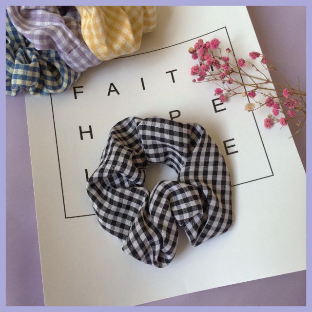 Chun tóc vải hottrend dễ thương - Scrunchies kẻ nhỏ vintage siêu xinh