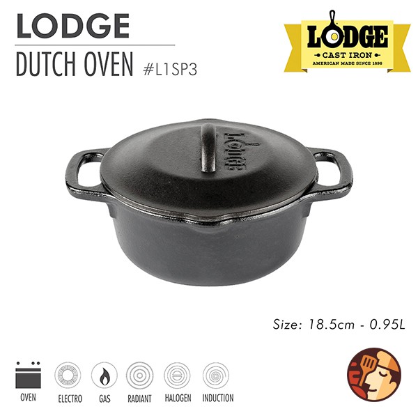 Nồi gang Lodge đường kính 18.5 cm - dung tích 0.95 lít