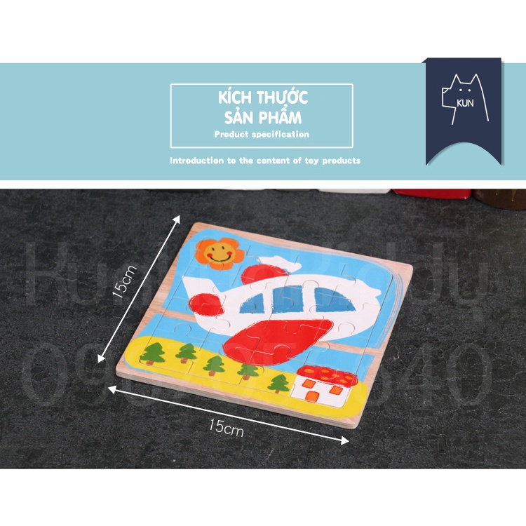 Đồ chơi bộ tranh xếp hình, tranh ghép hình gỗ 16 mảnh cho bé