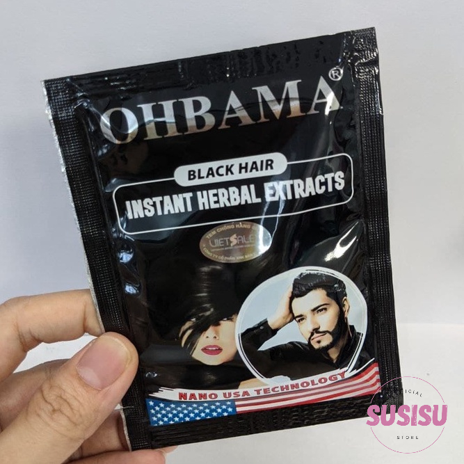 Dầu gội nhuộm tóc tại nhà Gội Là Đen OHBAMA Black Hair Instant Wash 20ml  1 bịch