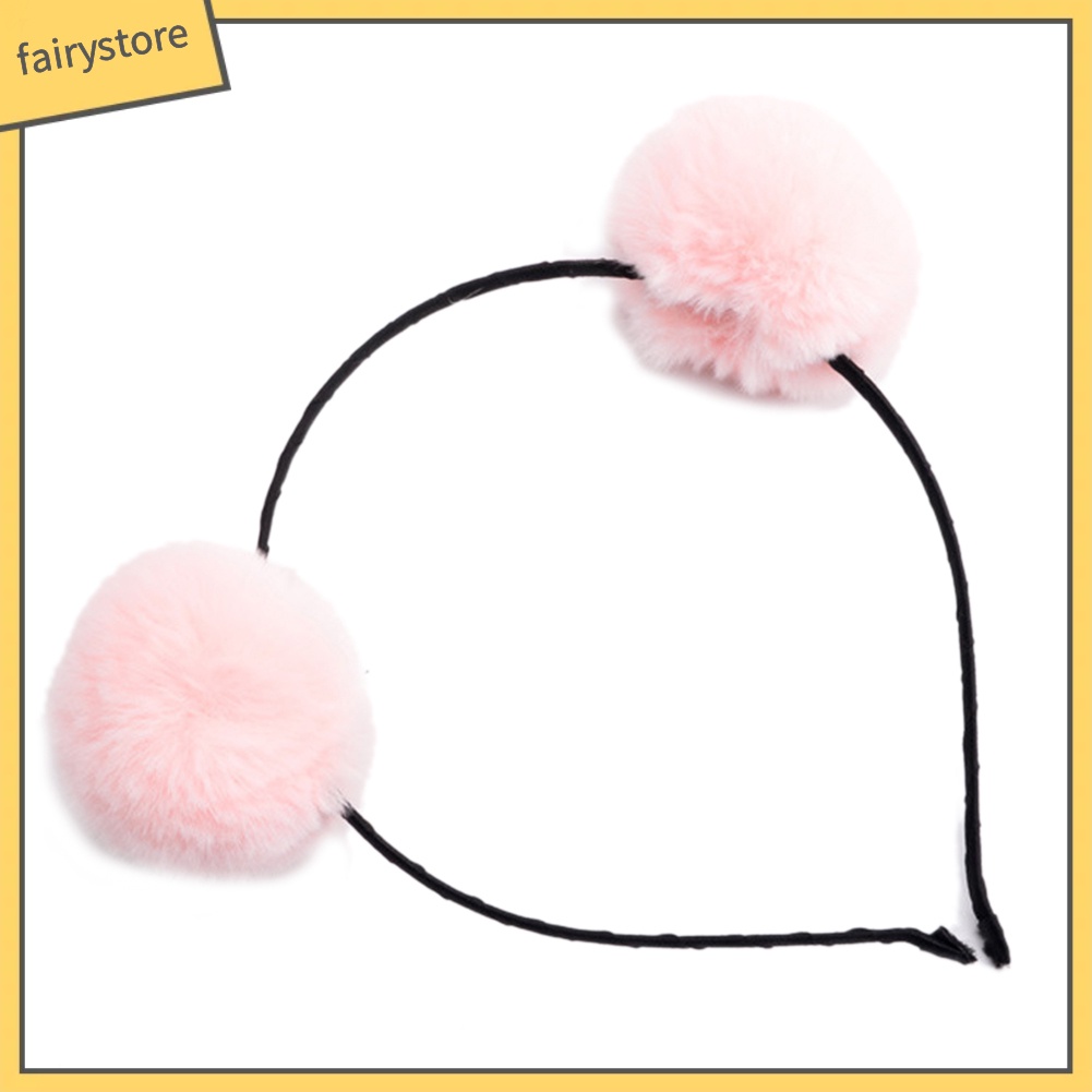 Băng Đô Cài Tóc Hình Tai Thỏ Phối Cục Bông Đáng Yêu Dành Cho Bé Gái