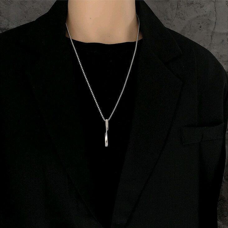 Dây chuyền bạc bằng thép titan nguyên chất không gỉ không phai màu phong cách hip hop Hàn Quốc đơn giản dành cho nam