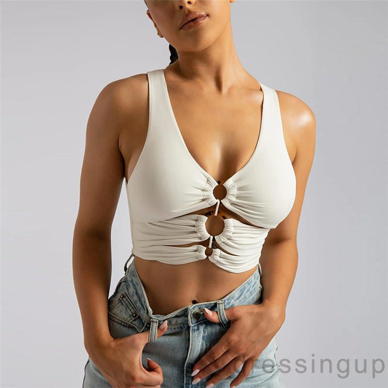 Áo Croptop Sát Nách Cổ Chữ V Màu Sắc Đơn Giản Thời Trang Quyến Rũ Cho Nữ | BigBuy360 - bigbuy360.vn