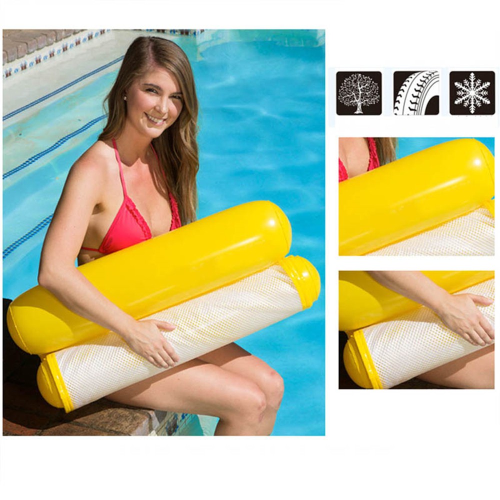 ☆YOLA☆ Amusement Swimming Floating Chair Summer PVC Inflatable Floating Row Beach Air Pump Pool Accessories Foldable Water Hammock/Multicolor