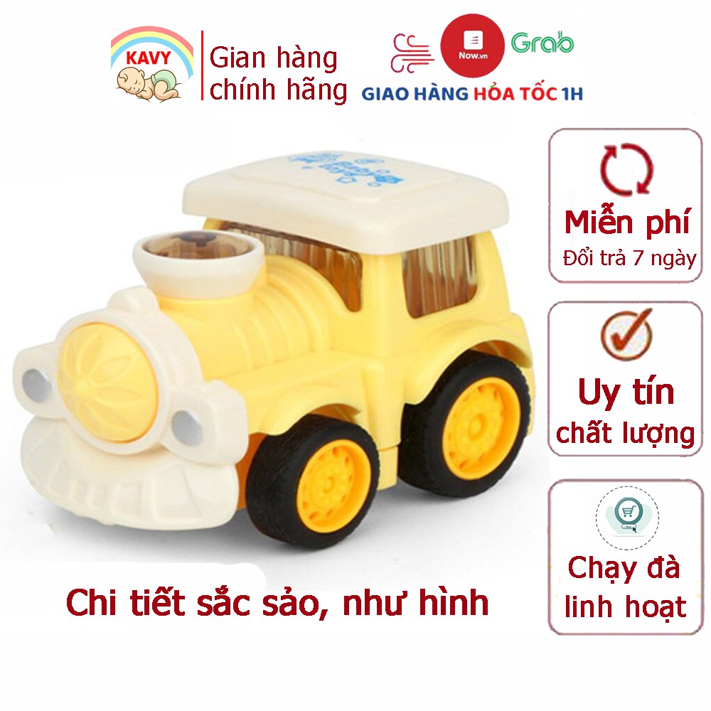 Xe đồ chơi quán tính búp bê KAVY xe lửa vàng hình con vật hoạt hình vui nhộn, di chuyển xa nhanh, bền đẹp