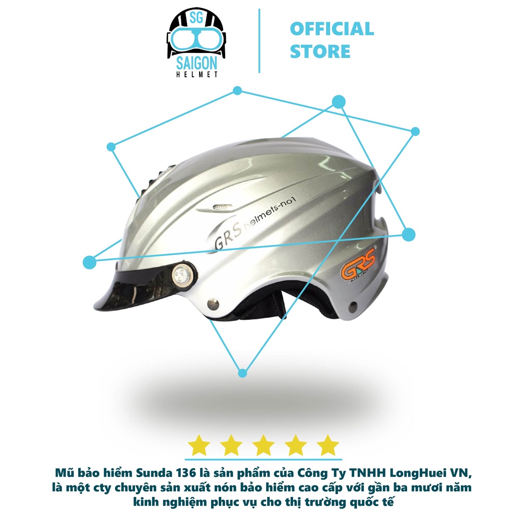 Nón bảo hiểm nửa đầu chính hãng GRS A760 kèm lưỡi trai