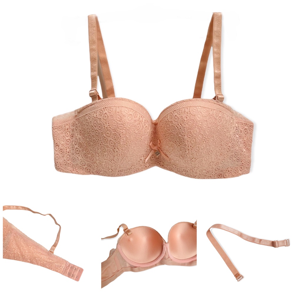 Áo Lót Nữ Ren Có Gọng Đệm Mút Mỏng Cup Ngang Ngực Quả Tròn Ôm Sexy Quyến Rũ PINK STORE 8324