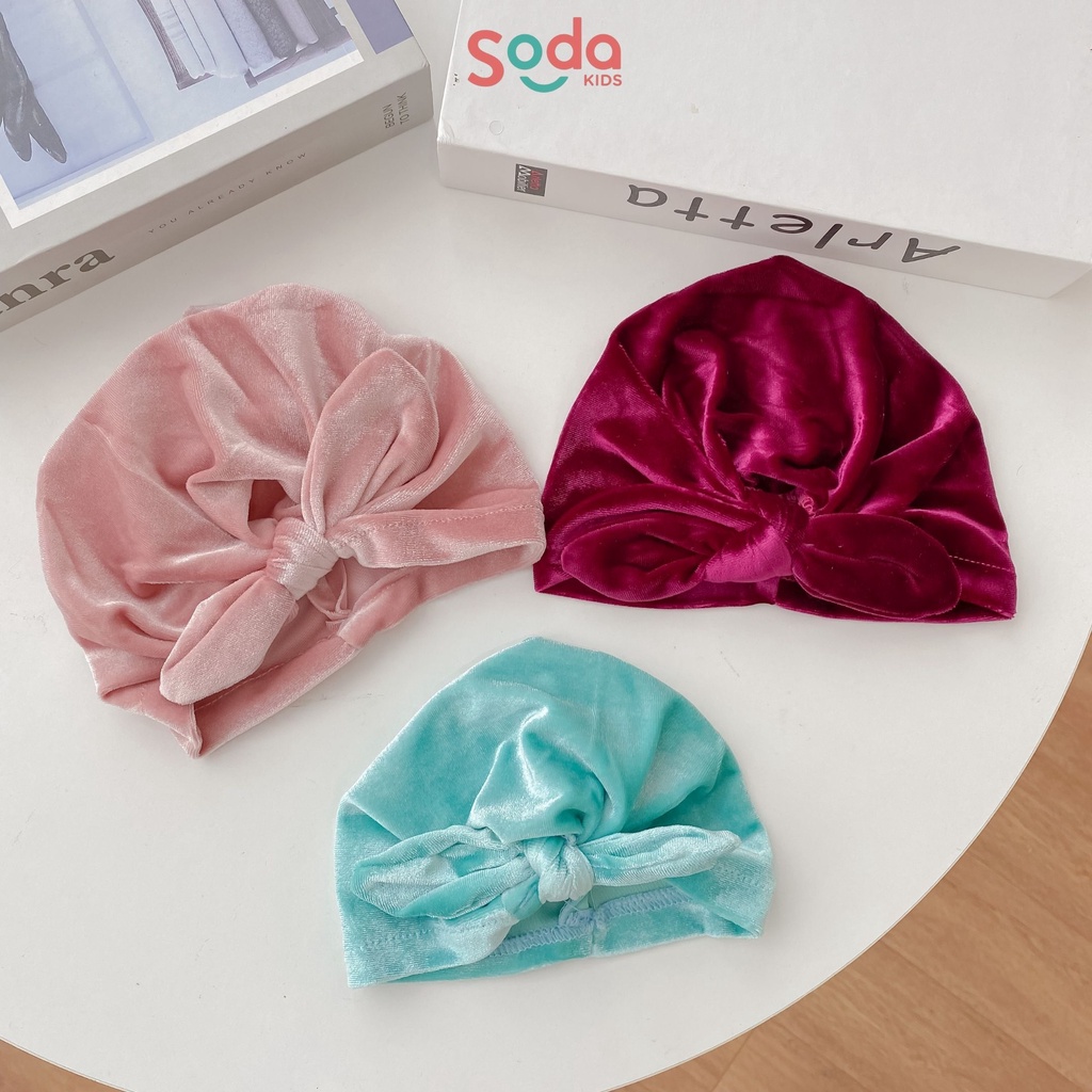 Băng đô mũ nơ nhung 3 màu dành cho bé gái (Ảnh thật)