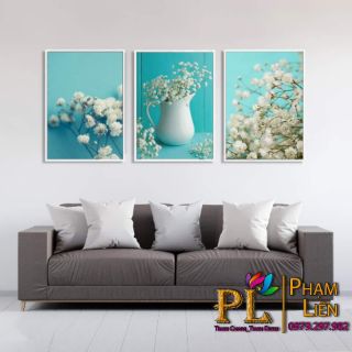 Tranh in canvas 40x60 cúc họa mi kèm khung