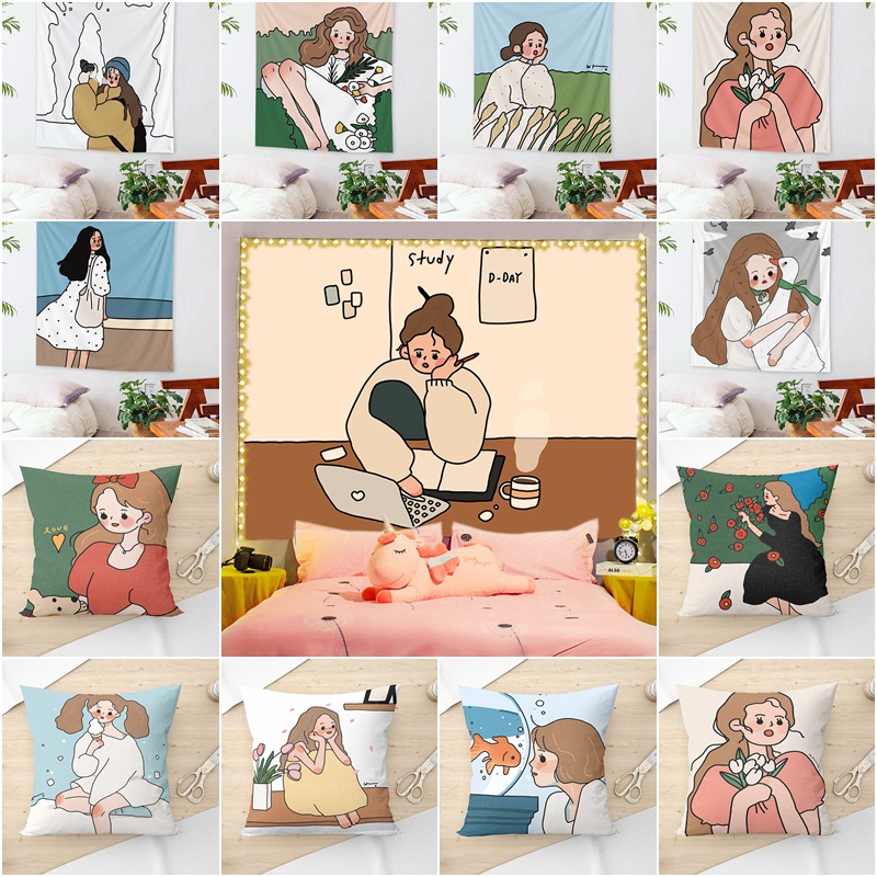 Thảm treo tường họa tiết xinh xắn dễ thương cho học sinh nữ