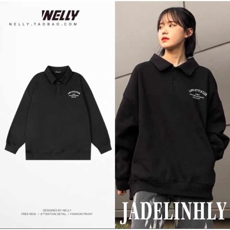 Áo sweater polo nelly nỉ sale (có sẵn) life style club
