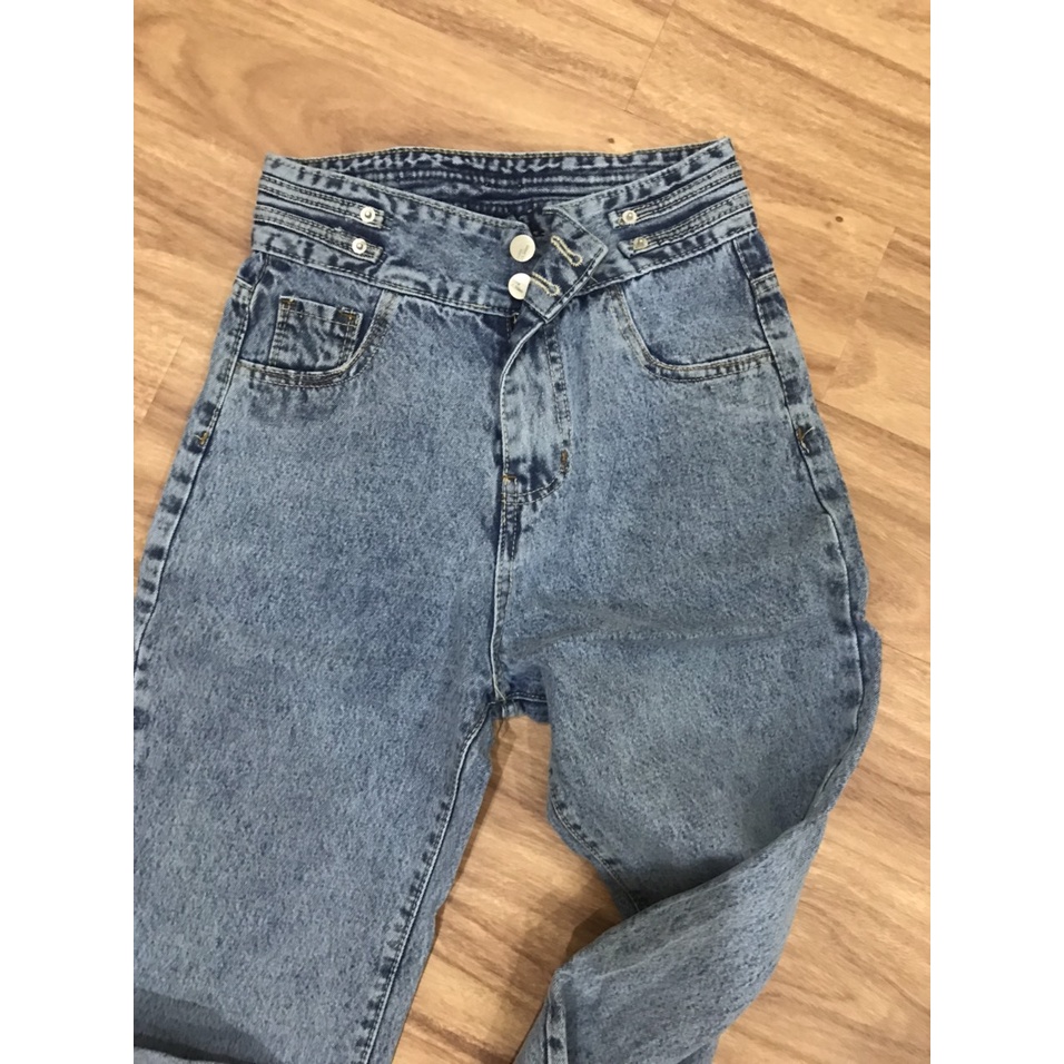 Quần jeans baggy MaiAnh.88 quần jean nữ lưng cao cạp đinh cá tính | BigBuy360 - bigbuy360.vn