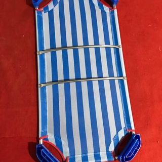 Giường lưới trẻ em mầm non - Sọc xanh dương loại 1 có thanh chắn inox