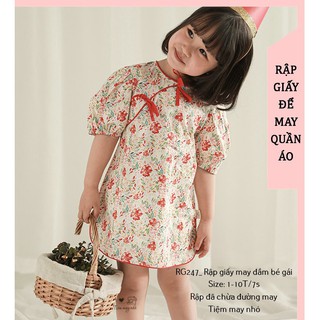 RG247_ Rập giấy may đầm kiểu tàu bé gái