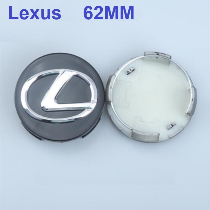 Logo chụp mâm, ốp vành la zăng bánh xe ô tô Lexus, đường kính 62mm, chất liệu nhựa ABS cao cấp
