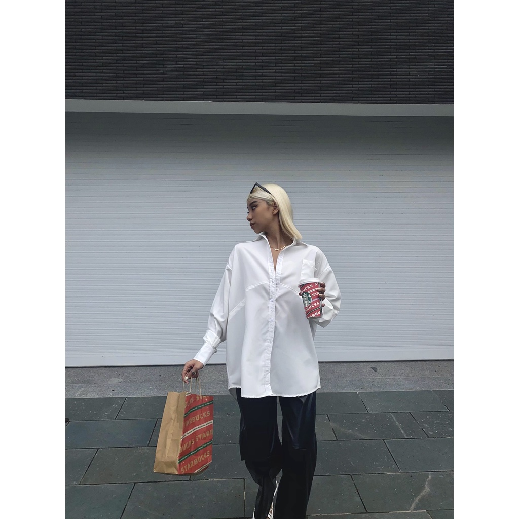 Áo sơ mi oversize trắng Joly Shirt SMI003 dáng rộng trendy, thoải mái dễ phối đồ - Uni By Heart