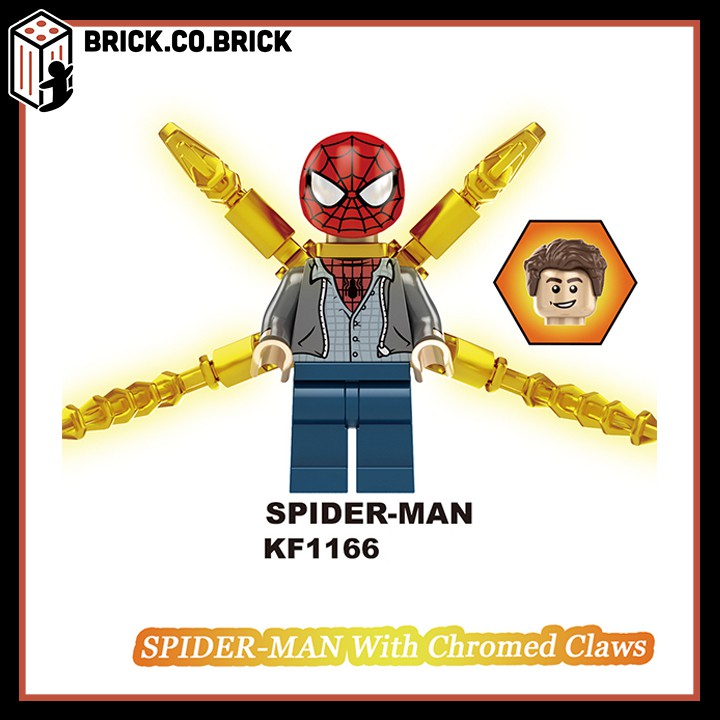 Non Lego Spider Man mạ vàng siêu bóng loáng Super Hero Đồ Chơi Lắp Ráp Mô Hình Minifigure Siêu Anh Hùng Marvels KF6090