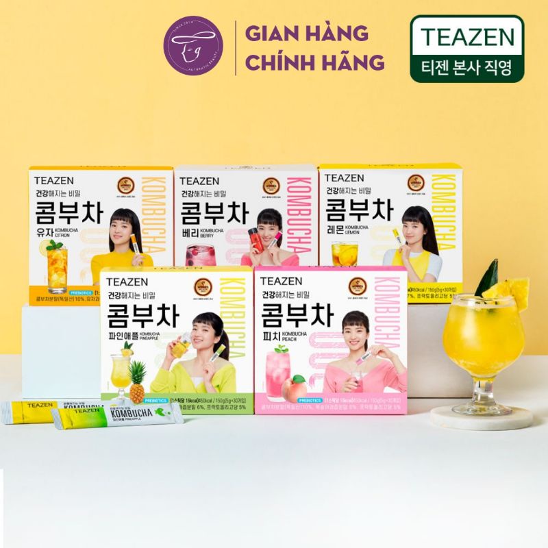 Trà lên men Teazen Kombucha vị trái cây Hàn Quốc tốt cho sức khoẻ
