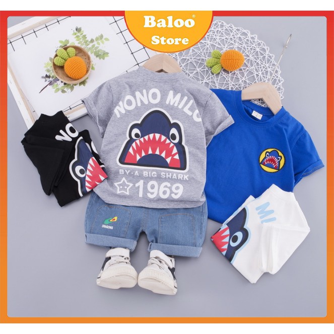 Set bộ quần áo cộc tay hình cá mập cho bé (8 - 21kg) Baloo Store