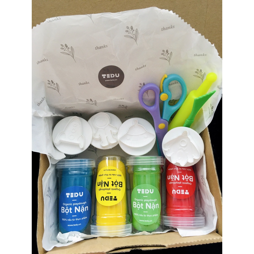 Combo bột nặn đất nặn an toàn TEDU quà tặng bé trai