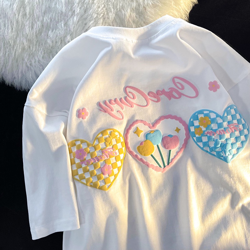 Áo thun ZHELIHANGFEI tay ngắn in họa tiết oversize thời trang cho nữ