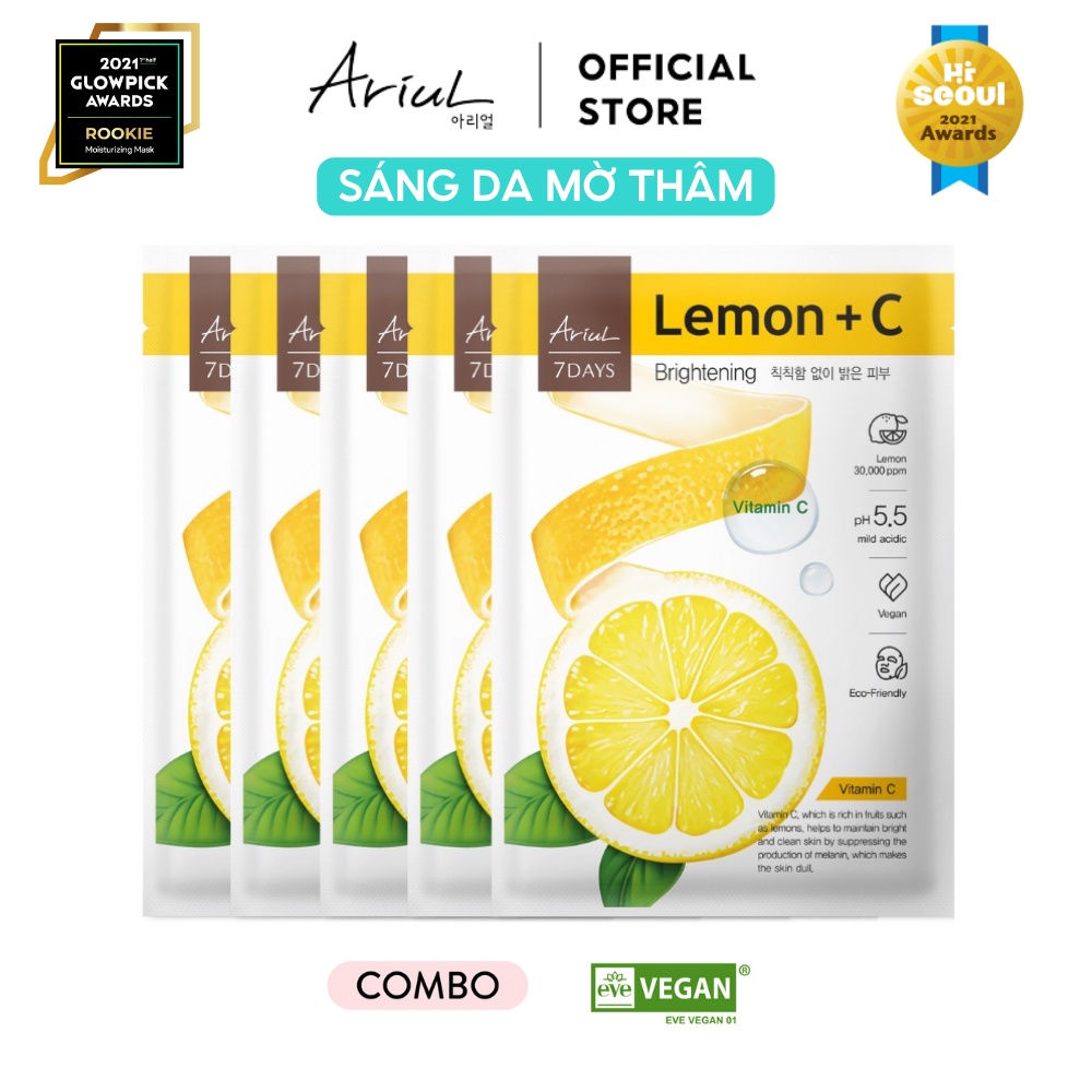 Combo 5 mặt nạ Ariul 7 Days Chanh + Vitamin C 23ml