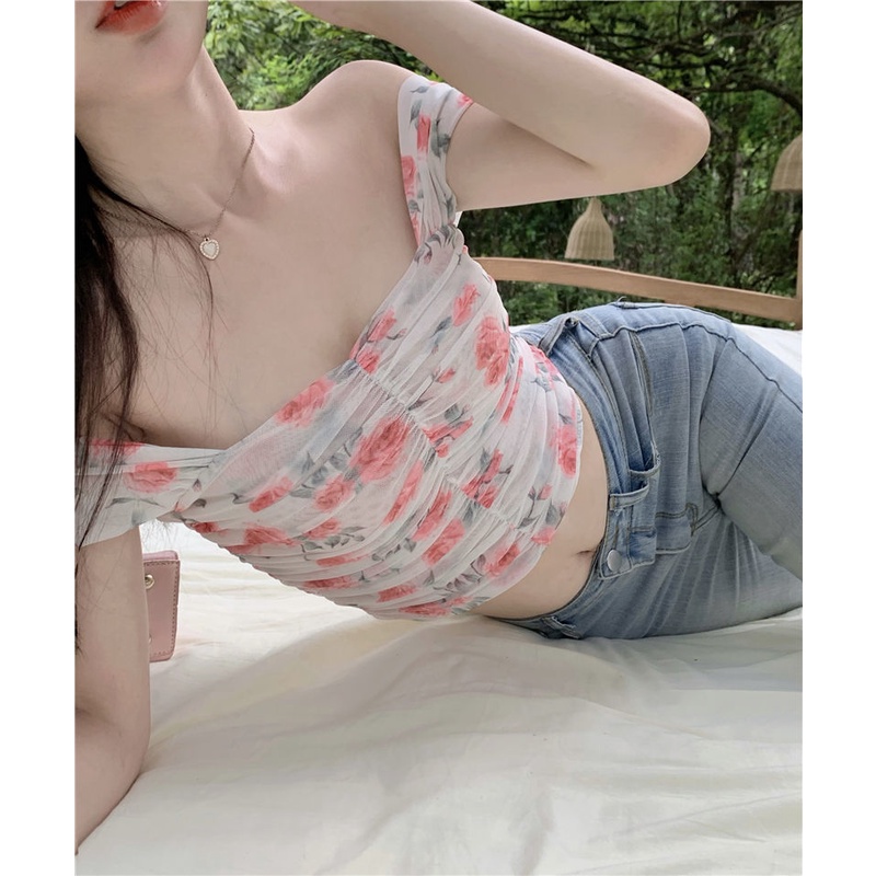 Áo Hai Dây Họa Tiết Hoa Thời Trang Cho Nữ