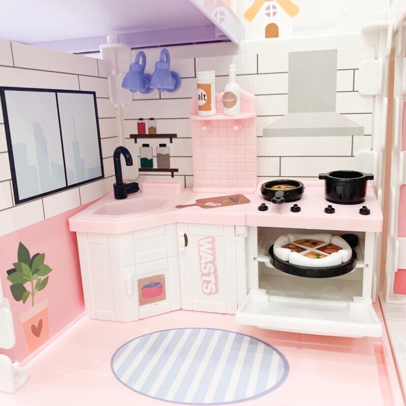 Bộ Đồ Chơi Ngôi Nhà Búp Bê Thông Minh Cho Bé Gái 3 Tầng Little World - Mây Kids