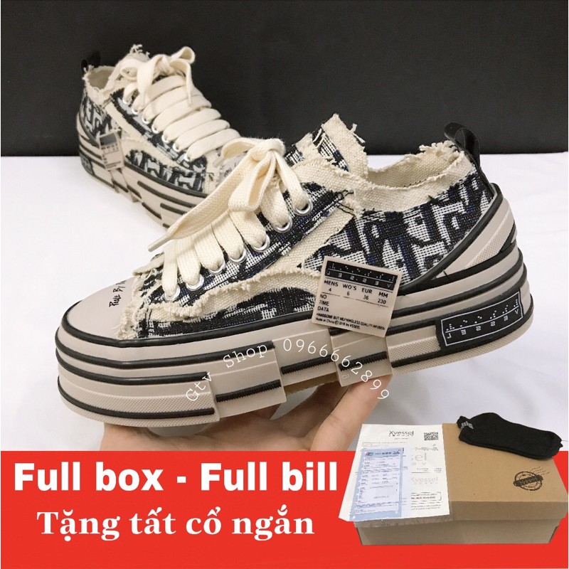 Full Box-Full Bill, Tặng tất - Giày thể thao sneaker XVessel Dor đế gỗ, phong cách rách bụi bặm.     .