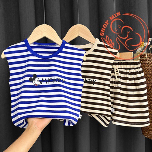 (Quảng Châu-HÀNG MỚI VỀ) Bộ Quần Áo Sát Nách, Bộ ba lỗ Kẻ Ngang Thời Trang Mùa Hè Phong cách Hàn Quốc (MB.Q29)
