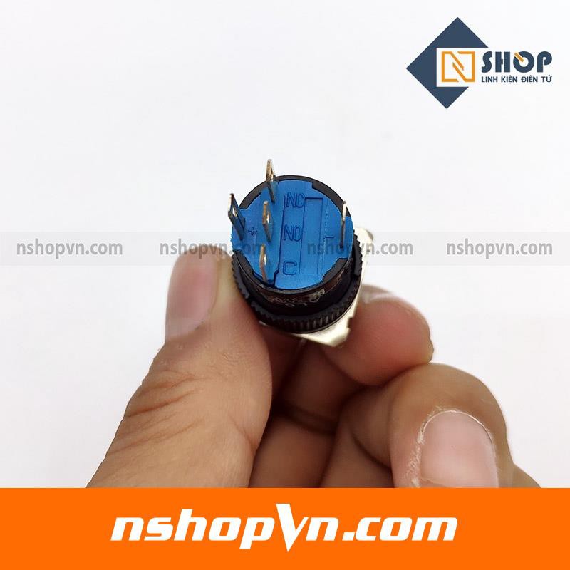 Nút nhấn nhả có đèn AL6-M 12V màu đỏ - Màu xanh dương - Màu xanh lá