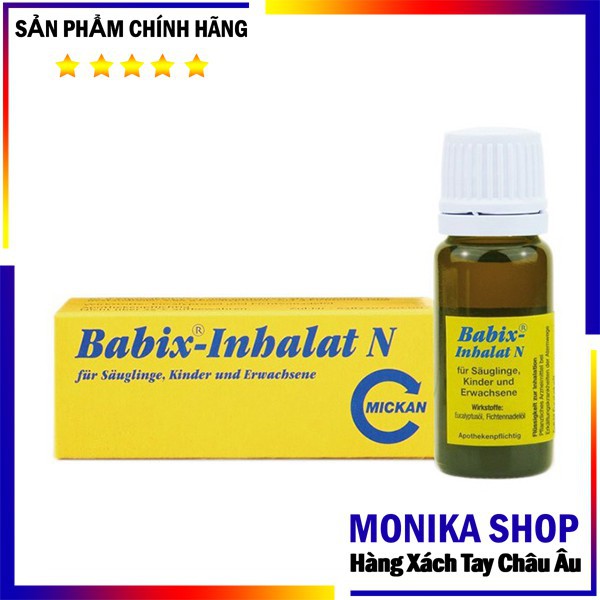 Tinh dầu khuynh diệp Babix chống ngạt mũi, sổ mũi, cảm lạnh cho bé (dùng được cho trẻ sơ sinh) hàng Đức