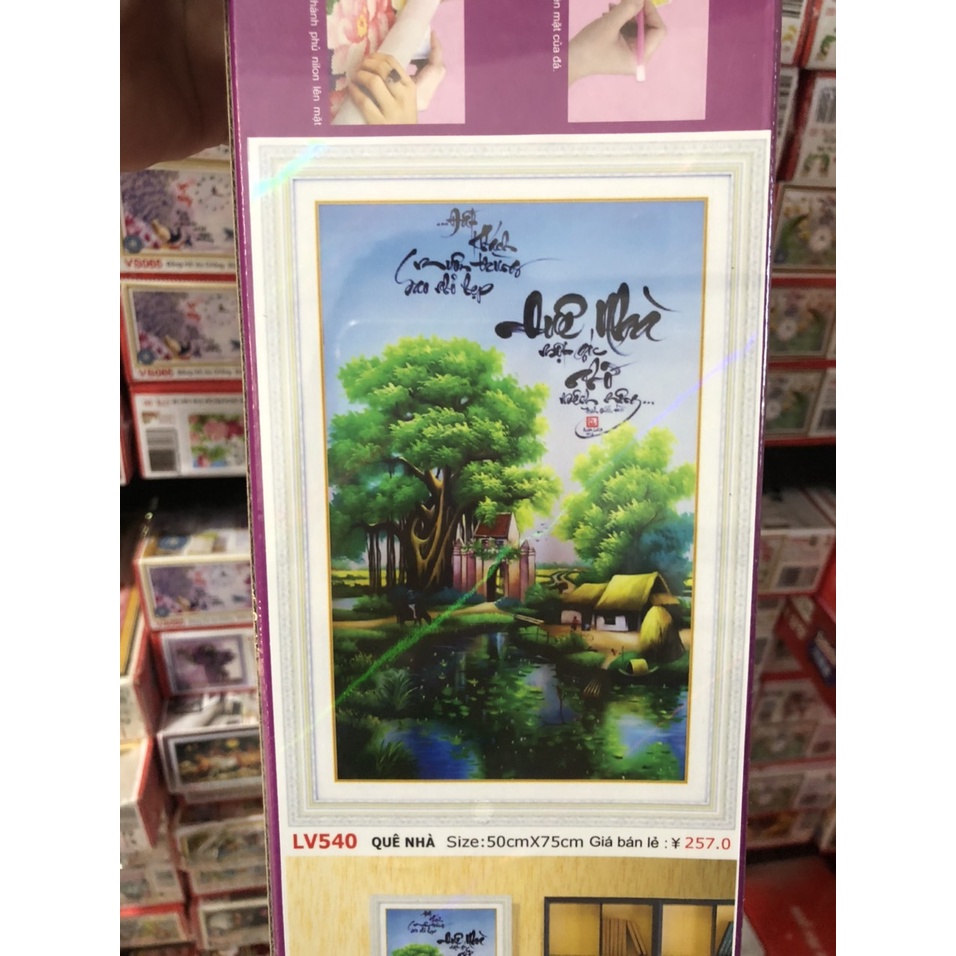 TRANH ĐÍNH ĐÁ PHONG CẢNH LÀNG QUÊ YÊN BÌNH