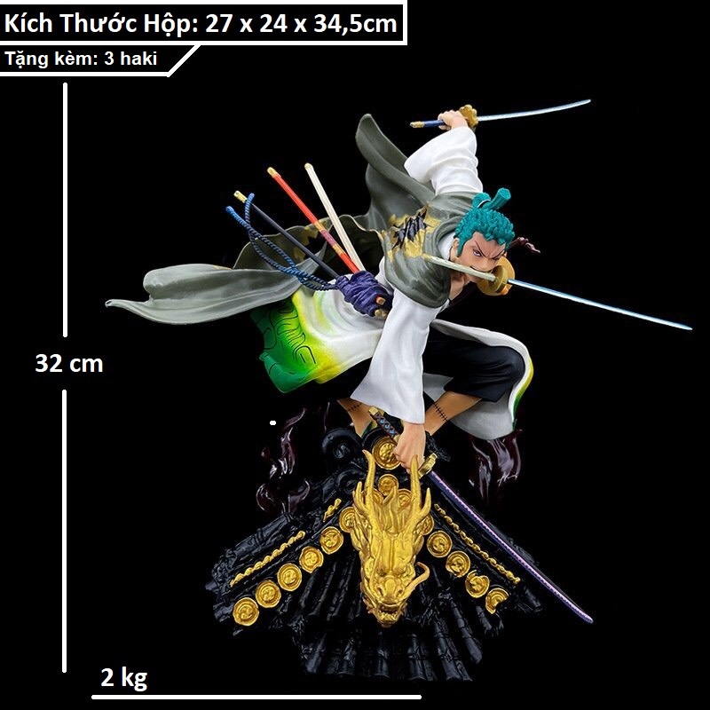 Mô hình Zoro cao 32cm nặng 2kg có hiệu ứng hắc kiếm, figure anime zoro , mô hình one piece nhân vật anime luffy