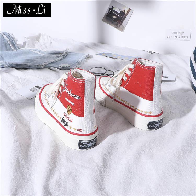 Giày Thể Thao Canvas Cổ Cao Phong Cách Hàn Quốc Thời Trang Mùa Hè Mới Cho Nữ