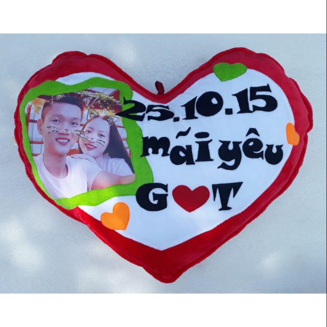 Gối tim handmade in hình làm theo yêu cầu. Hàng cao cấp