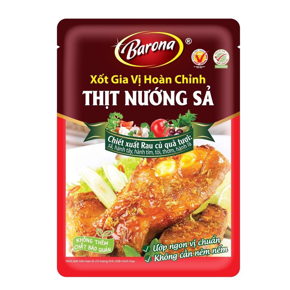 Sốt Gia Vị Hoàn Chỉnh Thịt Nướng Sả Barona Gói 80g