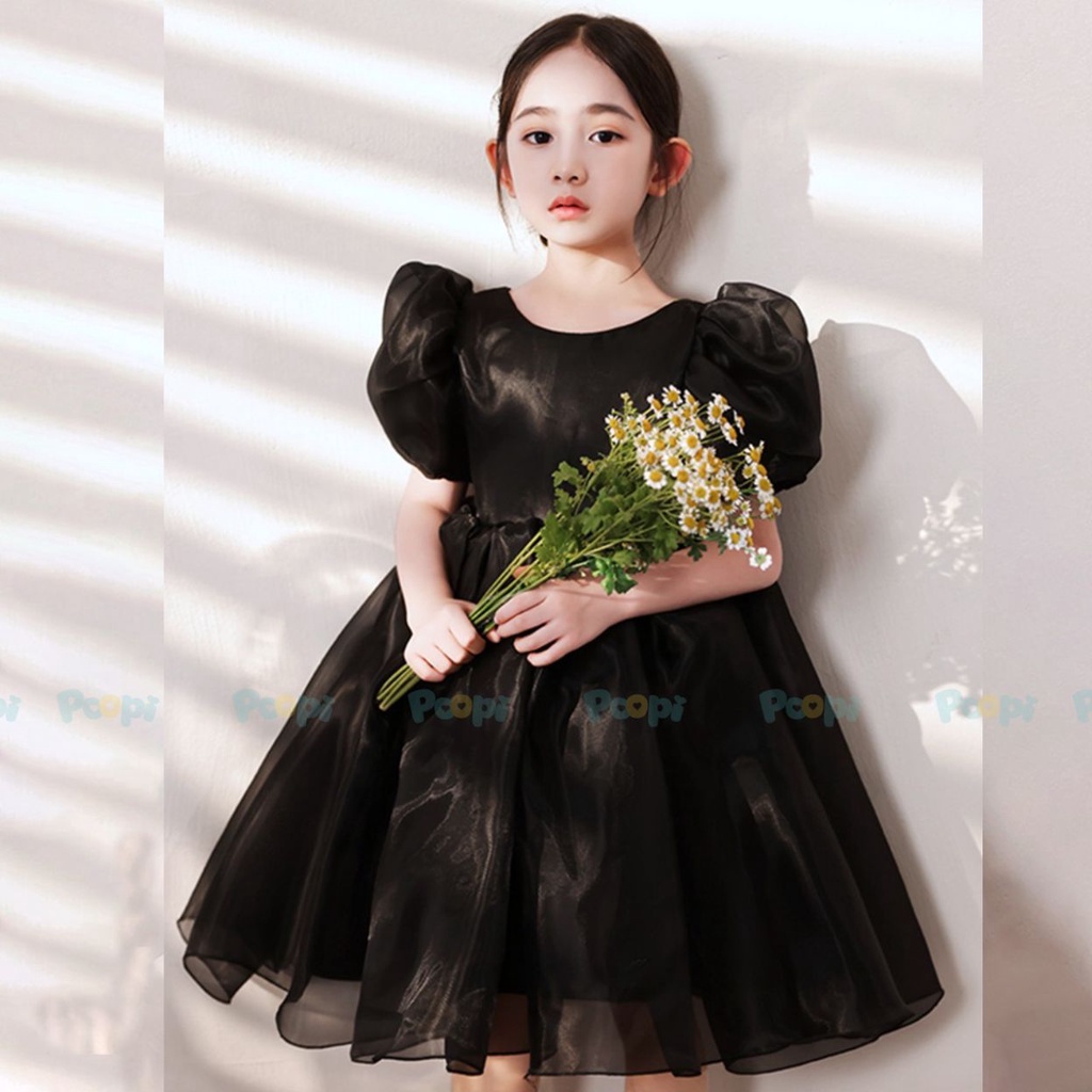 Váy Công Chúa Bé Gái Poopi Xòe Bồng Màu Đen Dễ Thương, Đầm Bé Gái Dự Tiệc Xinh Xắn